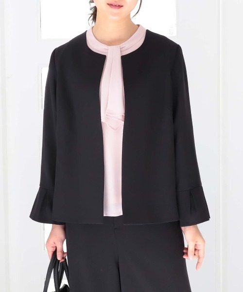 フルールbyミントブリーズ（fleur by mint breeze）/【大きいサイズ】【セミフォーマル】 ノーカラー ジャケット fleur by mint breeze（フルールバイミントブリーズ） ジャケット ノー