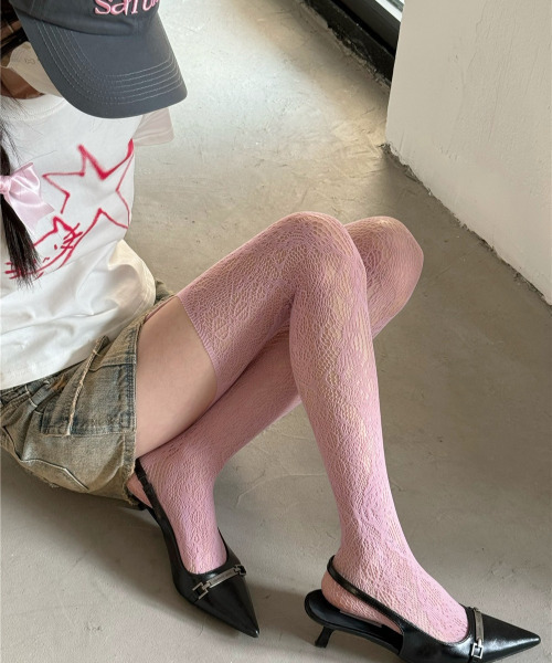 PINK  タイツ ラックス ハイライズウエスト カラーブロック タイツ / Lux High