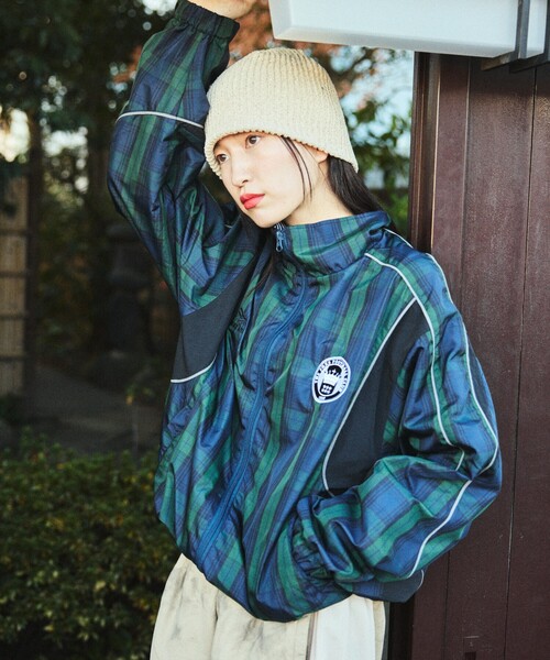 【EURO】ネイビー スター ナイロンジャケット ブロックパターン ブルゾン FREAK'S STORE ブルゾン ジャンバー UMBRO × STORE/アンブロ