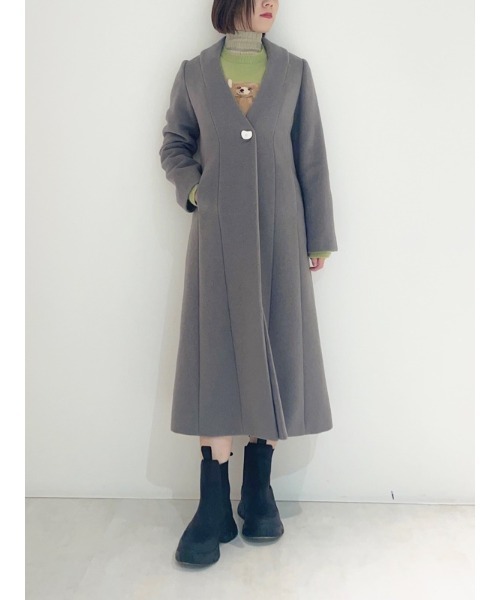 ノーカラー ロングコート リリーブラウン LILY BROWN（リリーブラウン） ノーカラーコート 1 グレー レディース