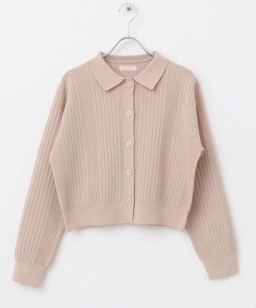 【URBAN　RESEARCH　ROSSO】F by ROSSO　ウォッシャブル衿付きリブカーディガン F by ROSSO ウォッシャブル衿付きリブカーディガン[RAA4-22Y403