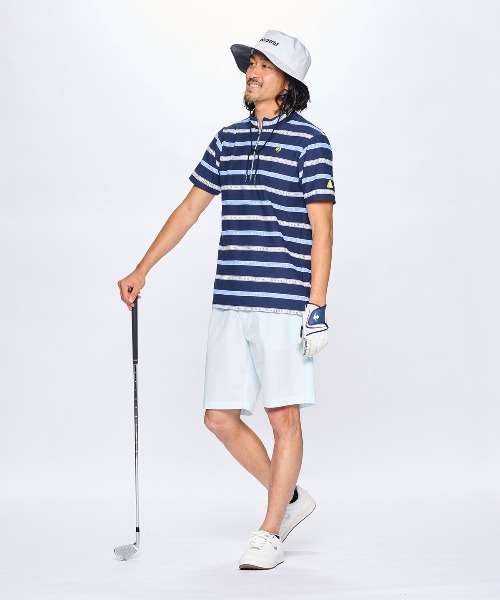 le coq sportif GOLF tシャツ ボーダー柄ハーフジップシャツ