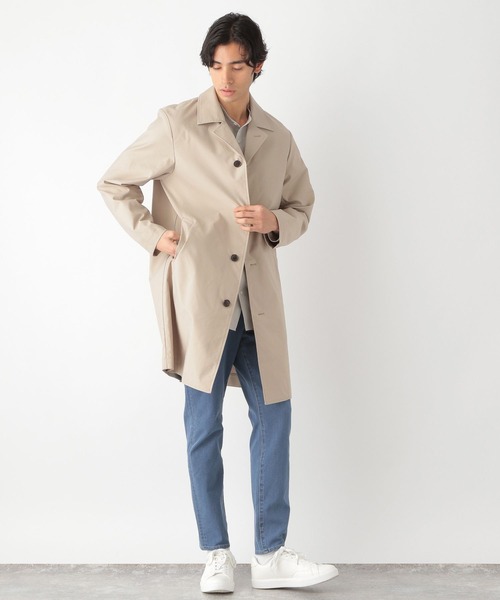 「GLOBAL WORK」 ステンカラーコート LARGE ライトグレー メンズ_画像5