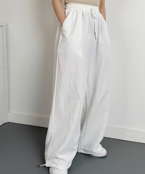 カーゴパンツ シャカシャカ ワイドパンツ ウエストゴム レディース