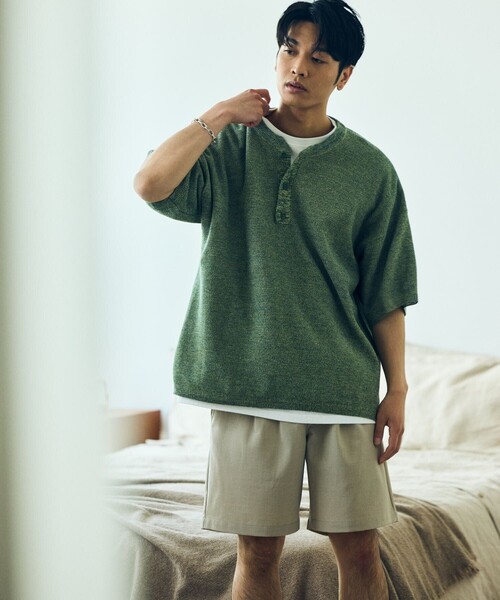 「FREAK'S STORE」 半袖ニット LARGE グリーン メンズ