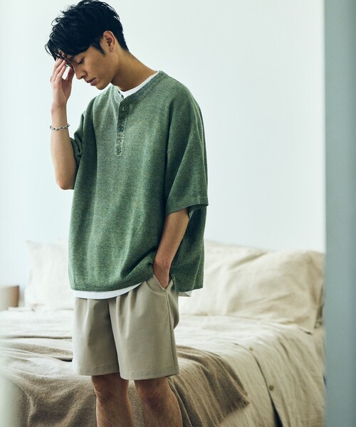 「FREAK'S STORE」 半袖ニット LARGE グリーン メンズ
