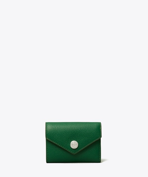 極美品】トリーバーチ TORY BURCH 二つ折りミニ財布 グリーン系