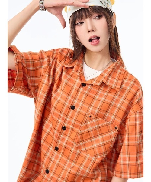 FreeZone シャツ 半袖 ビビッドチェックオーバーシャツ メンズ