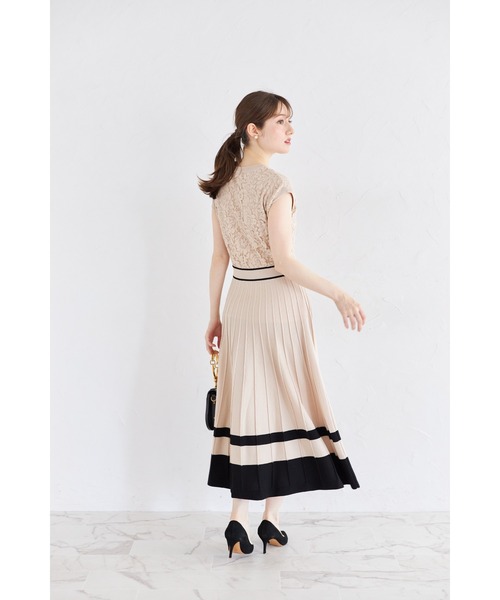 tocco closet ワンピース パール付きレース切り替えバイカラー