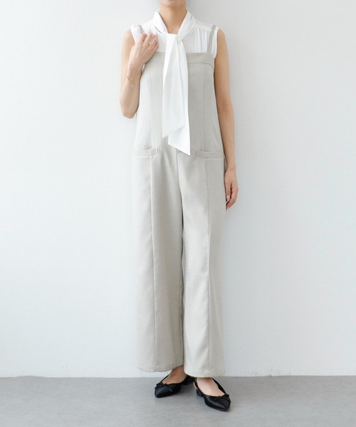 Sirin ブラウス シャツ クレープボウタイノースリーブブラウス 