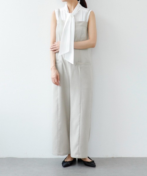 Sirin ブラウス シャツ クレープボウタイノースリーブブラウス 