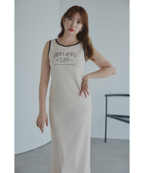 ワンピース Her lip to Logo Long Dress Her Lip to Logo Long Dress
