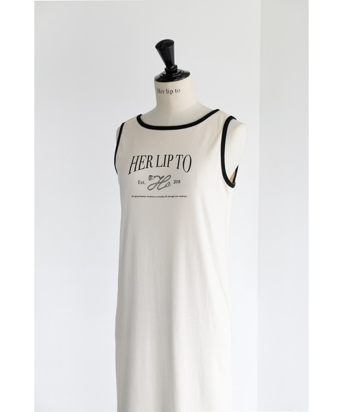 ワンピース Her lip to Logo Long Dress Her lip to Logo Long Dress