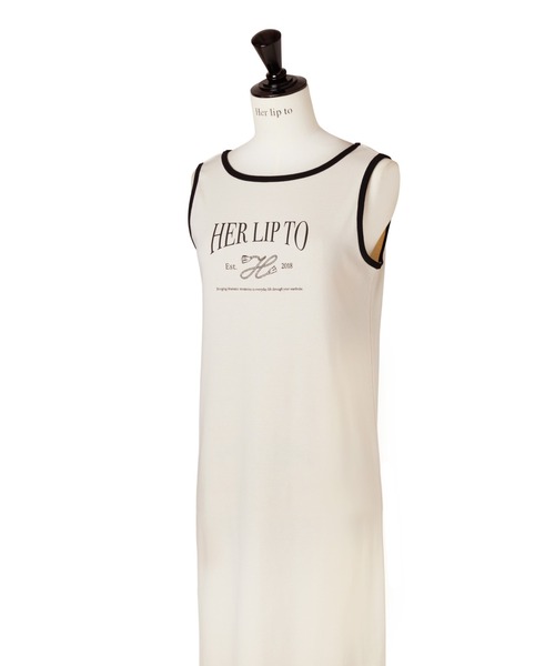 ワンピース Her lip to Logo Long Dress Lace Trimmed Floral Dress