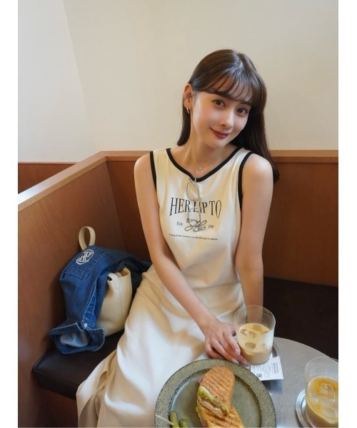 ワンピース Her lip to Logo Long Dress Her lip to Logo Long Dress