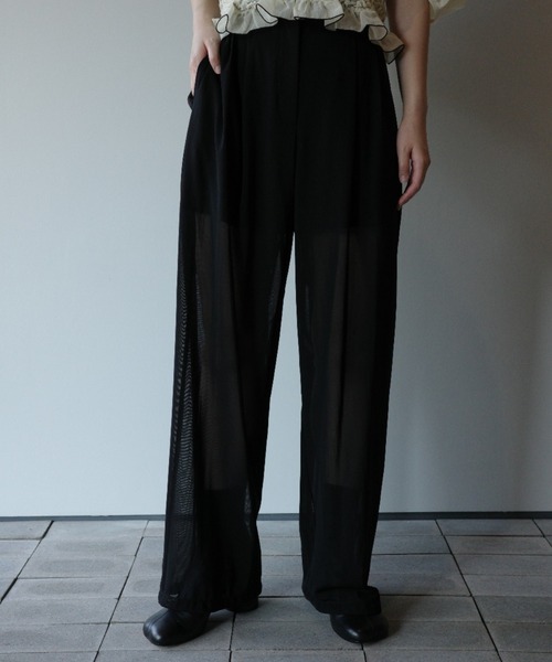 CLANE（クラネ） ワイドパンツ パンツ CLANE SHEER TUCK PANTS