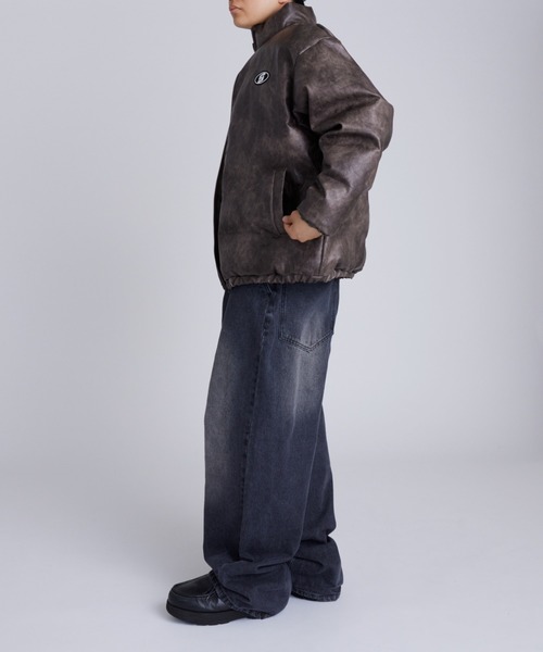 WHO'S WHO gallery ヴィンテージライク中綿レザーダウンジャケット WHO'S WHO gallery（フーズフーギャラリー） ダウンコート ダウン