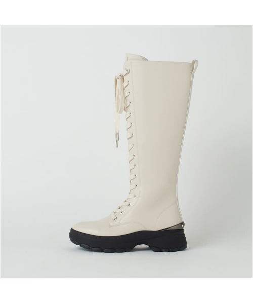 最終値下げ　ダイアナ　新品　ブーツ　23.5 ロングブーツ　フラット ダイアナ DIANA ストレッチロングブーツ （黒カーフ） -ファッション