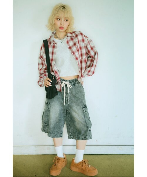LOVETOXIC ハーフパンツ パンツ 短パン 「LTXC」ハーフデニムカーゴ