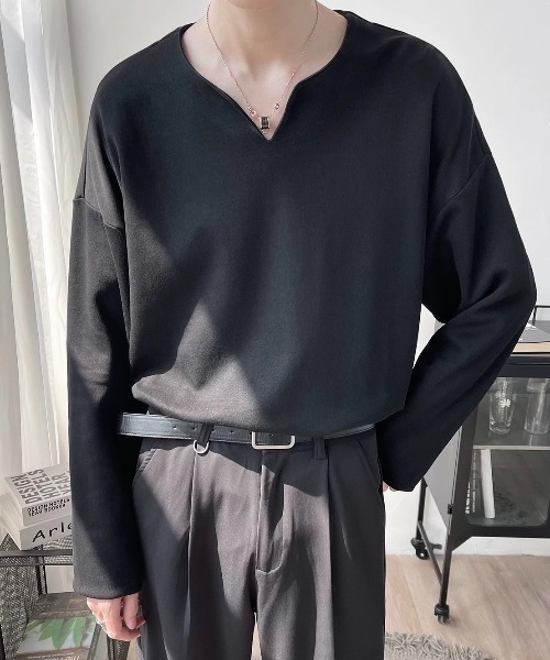 CELENA BEATS tシャツ スリット ネック デザイン カットソー メンズ
