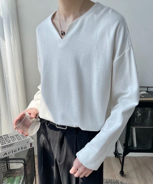 CELENA BEATS tシャツ スリット ネック デザイン カットソー メンズ