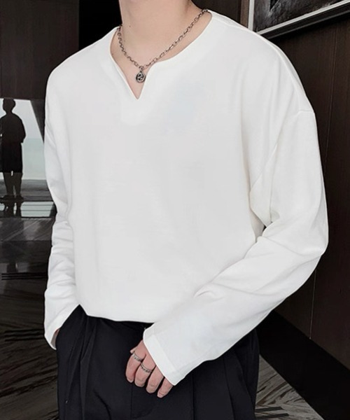 CELENA BEATS tシャツ スリット ネック デザイン カットソー メンズ