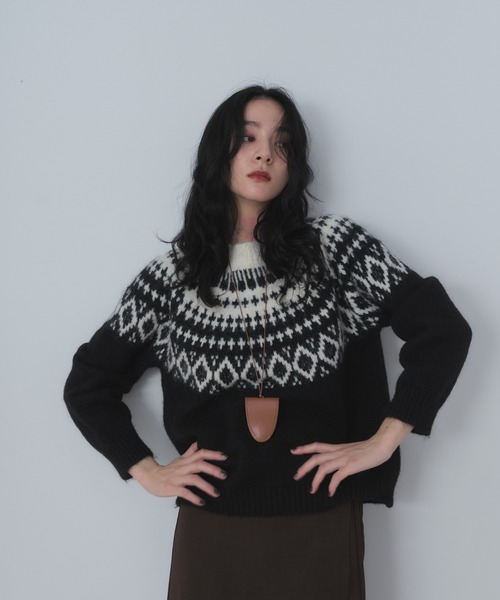 CAPTAIN'S HELM × ROUGH＆RUGGEDブラックニットセーター CAPTAIN'S HELM × ROUGH＆RUGGEDブラックニットセーター