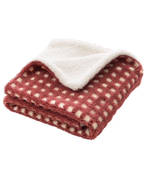 iellio ブランケット もこもこボアチェックひざ掛け / ブランケット