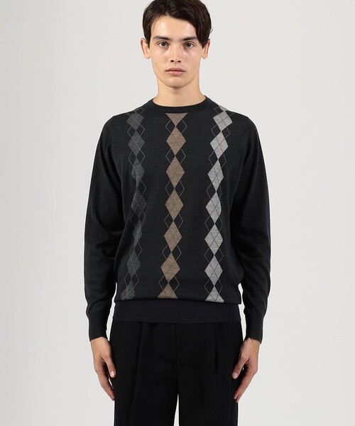 JOHN SMEDLEY セーター ニット 「別注」JOHN ウール アーガイルクルー
