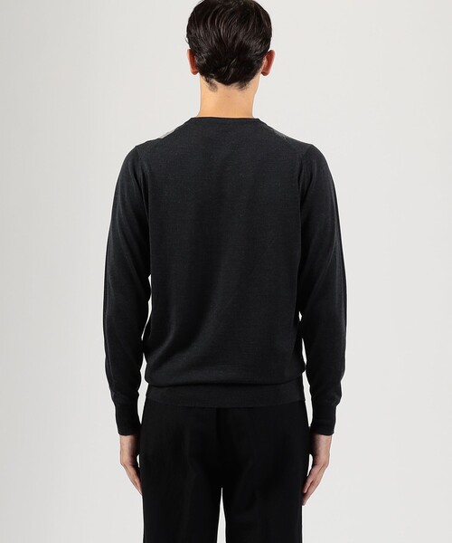 セーター ニット 「別注」JOHN SMEDLEY ウール アーガイルクルーネック プルオーバーニット メンズの画像