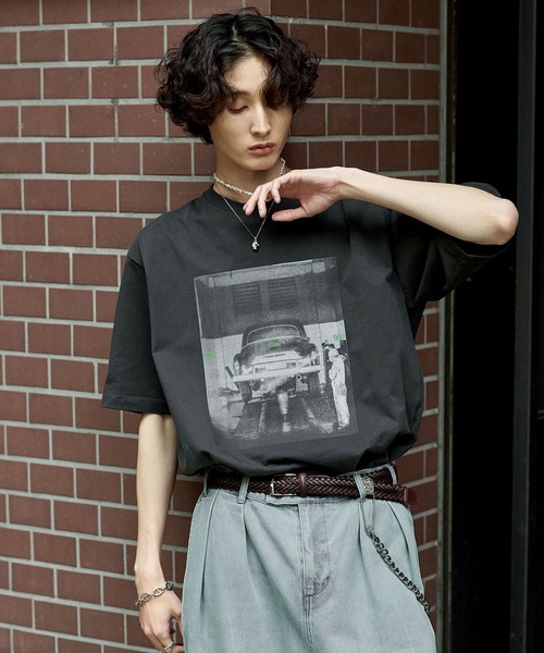 「Bleme」 半袖Tシャツ M チャコール メンズ_画像4