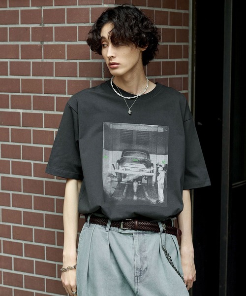 「Bleme」 半袖Tシャツ M チャコール メンズ_画像5