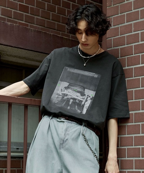 「Bleme」 半袖Tシャツ M チャコール メンズ_画像6