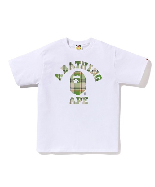 A BATHING APE（アベイシングエイプ） tシャツ BAPE CHECK COLLEGE TEE