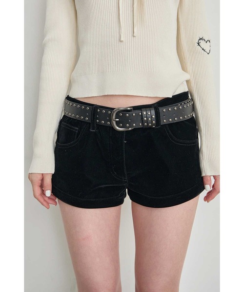 d.i.a スタッズ　ショートパンツ Heart Tattoo パンツ studs belt short pants / スタッズベルト付き