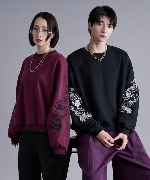 Ellno Loset（エルノロゼット） トレーナー スウェット ローズ刺繍
