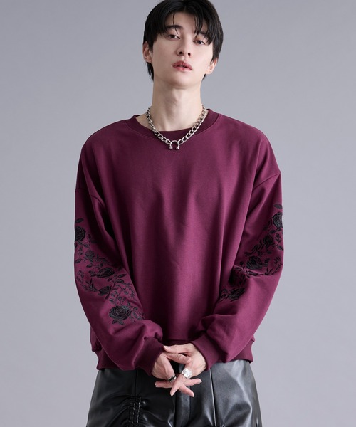 Ellno Loset（エルノロゼット） トレーナー スウェット ローズ刺繍