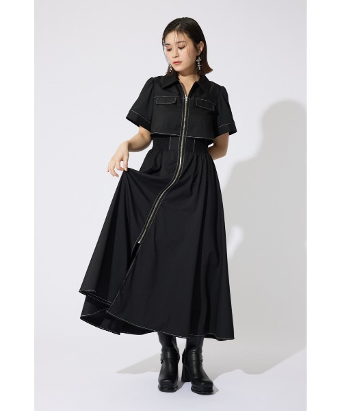 「rienda」 半袖ワンピース MEDIUM ブラック レディース_画像7