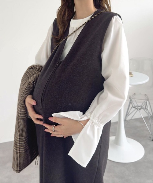 マタニティ 「 mamaレタス 」 深Vネックロングワンピース | KOBE LETTUCE | 03