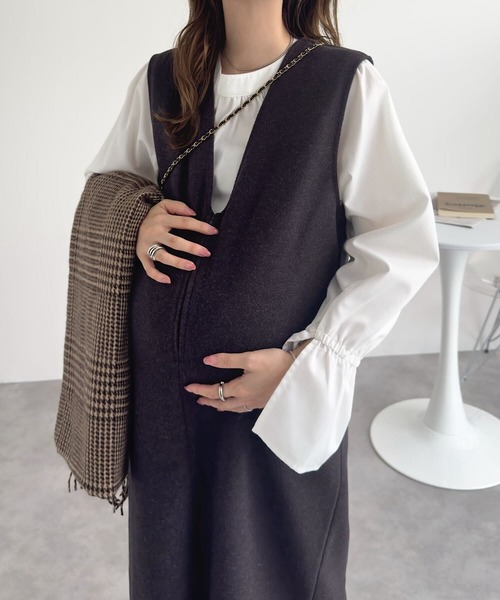 マタニティ 「 mamaレタス 」 深Vネックロングワンピース | KOBE LETTUCE | 06