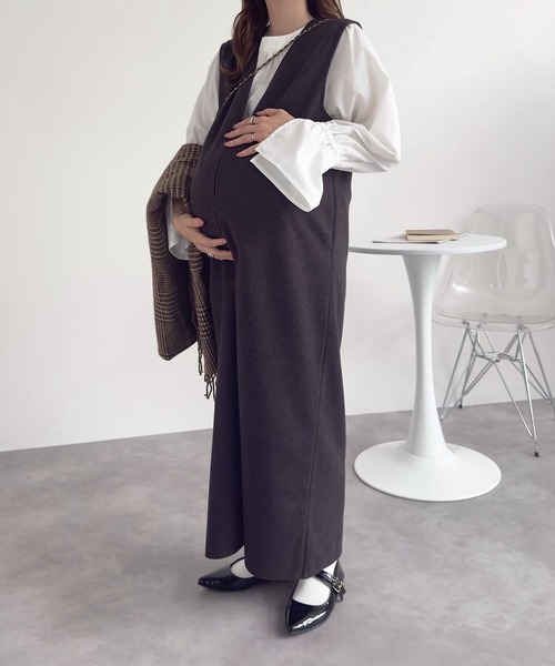 マタニティ 「 mamaレタス 」 深Vネックロングワンピース | KOBE LETTUCE | 08