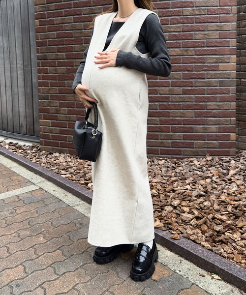 マタニティ 「 mamaレタス 」 深Vネックロングワンピース | KOBE LETTUCE | 12