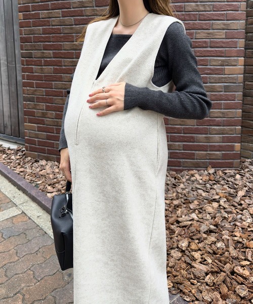 マタニティ 「 mamaレタス 」 深Vネックロングワンピース | KOBE LETTUCE | 14