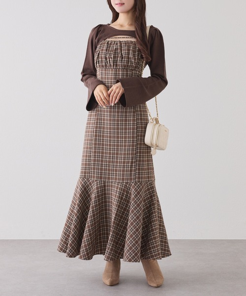 ショートニット＋マーメイドキャミワンピースセット one after another NICE CLAUP ワンピース ショートニット＋マーメイド