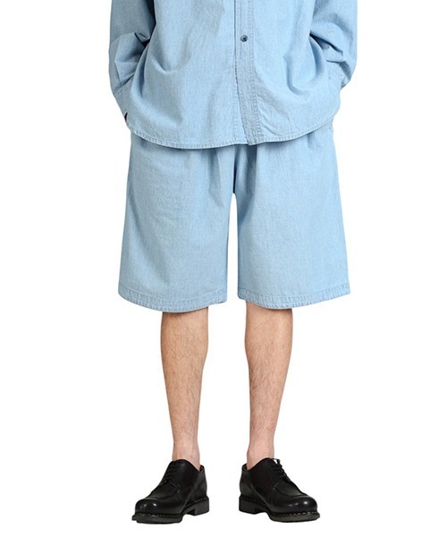 パンツ Porter Classic / ポータークラシック：SHAWSHANK CHAMBRAY GATHERED SHORTS：PC-005-32の画像