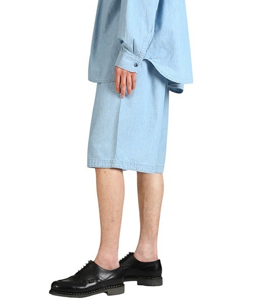 パンツ Porter Classic / ポータークラシック：SHAWSHANK CHAMBRAY GATHERED SHORTS：PC-005-32の画像