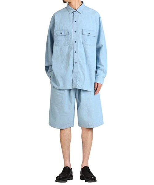 パンツ Porter Classic / ポータークラシック：SHAWSHANK CHAMBRAY GATHERED SHORTS：PC-005-32の画像