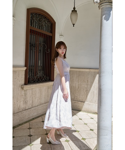 即配送　Her lip to ストライプ ノースリーブワンピース M Her lip to ノースリーブワンピース M グレー レディース : ZOZOTOWN
