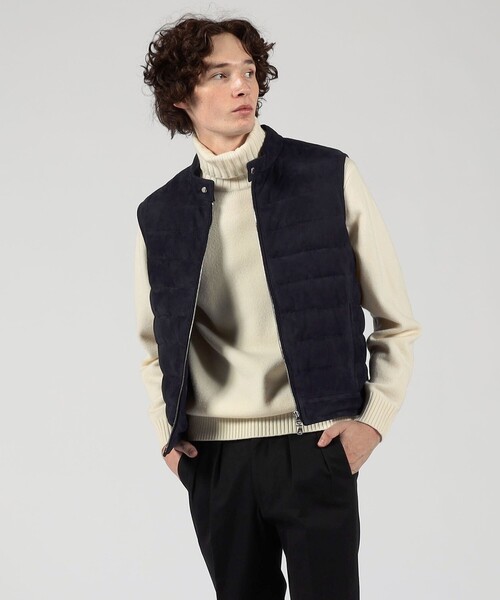 未使用 新品 エンメティ ダウン ベスト ゴート レザ - スエード 都会的ダウンベスト。〈EMMETI〉｜ビームス ハウス 六本木｜BEAMS