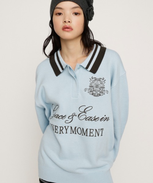 SLY OVER SIZE JQ トップス オーバーサイズ ニット ポロ SLY（スライ） ニット セーター OVER SIZE JQ TOPS オーバーサイズ